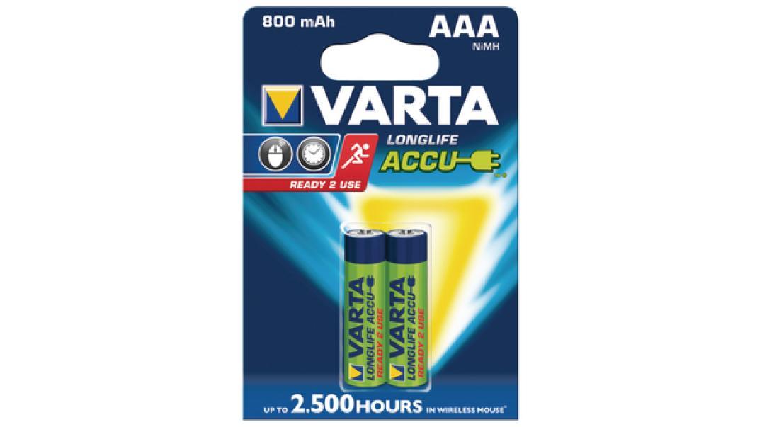 confezione di batterie ricaricabili AAA NiMH Varta 800mAh lunga durata