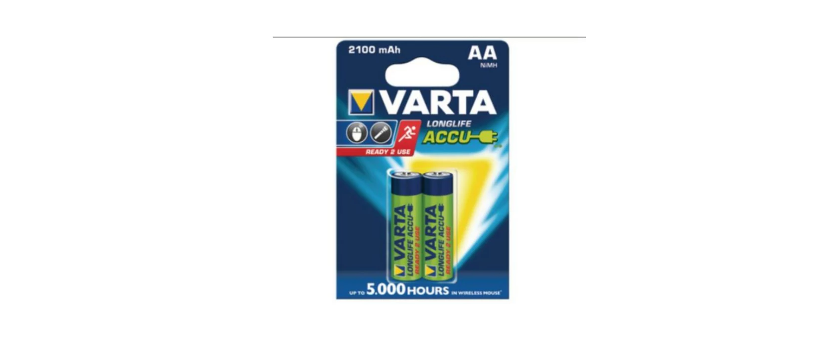 batterie ricaricabili aa nimh 2100 mah varta confezione da due pronte alluso