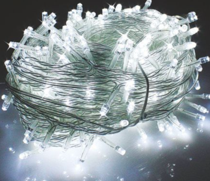 catena luci natale led bianco caldo 192 luci su cavo