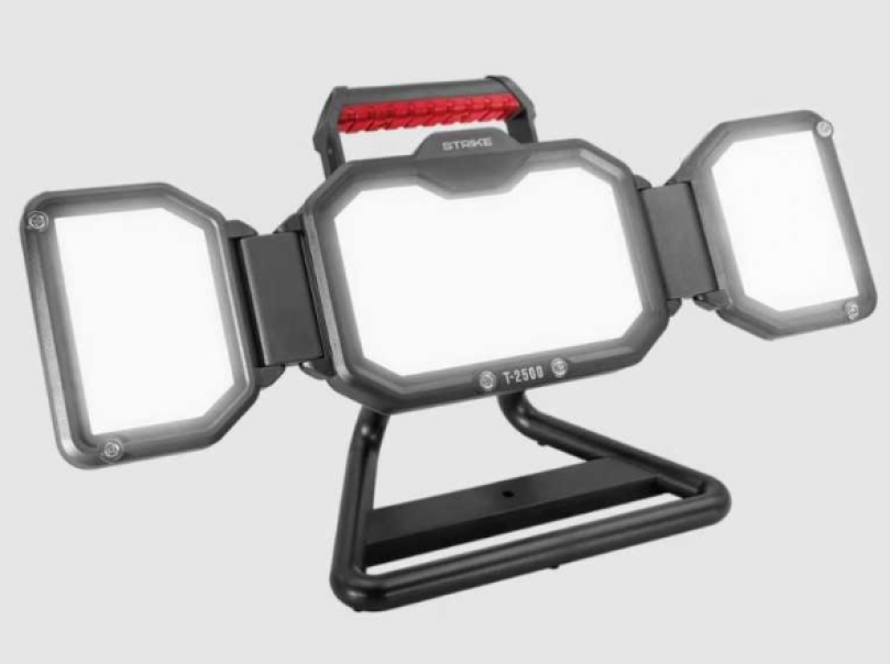 proiettore portatile led trifacciale professionale 50w century per illuminazione cantiere o outdoor con struttura resistente e maniglia