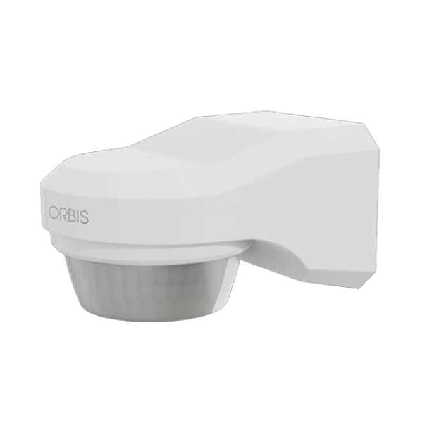 sensore movimento orbis evomat pir 240 gradi impermeabile ip65 vista laterale bianco