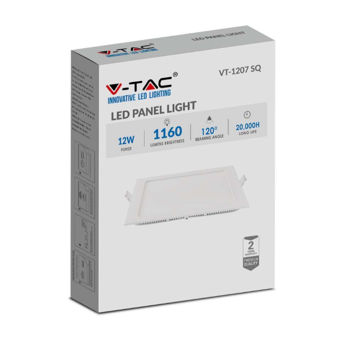 pannello led da incasso quadrato 12w bianco caldo v tac installazione