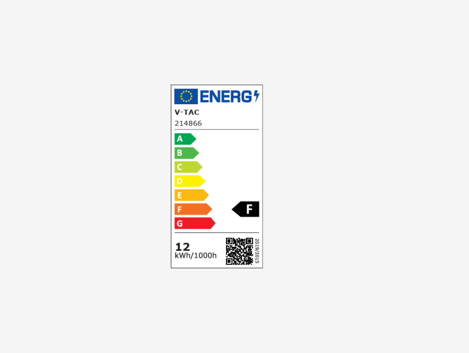 etichetta energetica pannello led incasso quadrato 12w v tac 214866 classe f