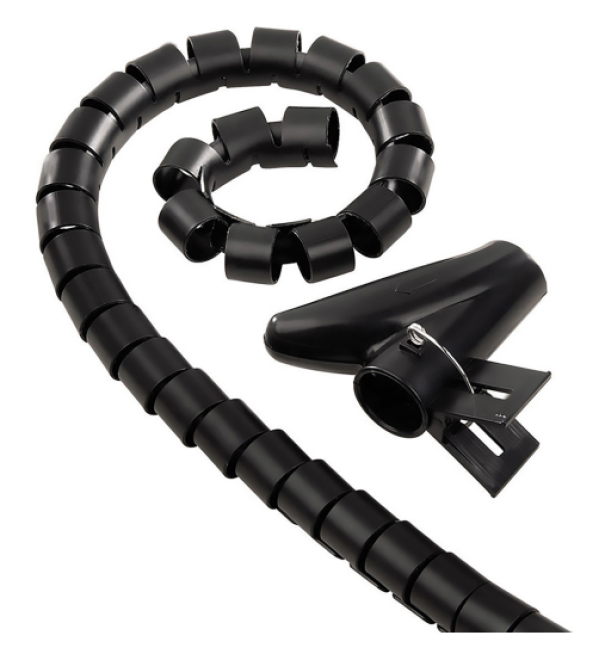 guaina raccoglicavi a spirale nera con accessori