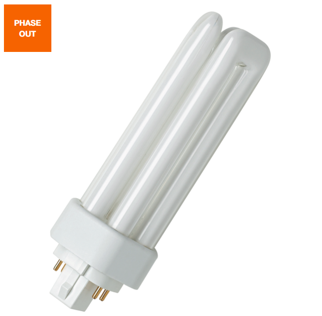 Lampada fluorescente compatta LEDVANCE GX24q 18W 4000K vista frontale dettagli attacco 4 pin