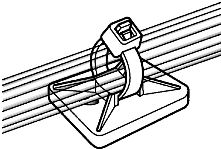 dettaglio tecnico basetta adesiva supporto fascette HellermannTyton 19x19 mm