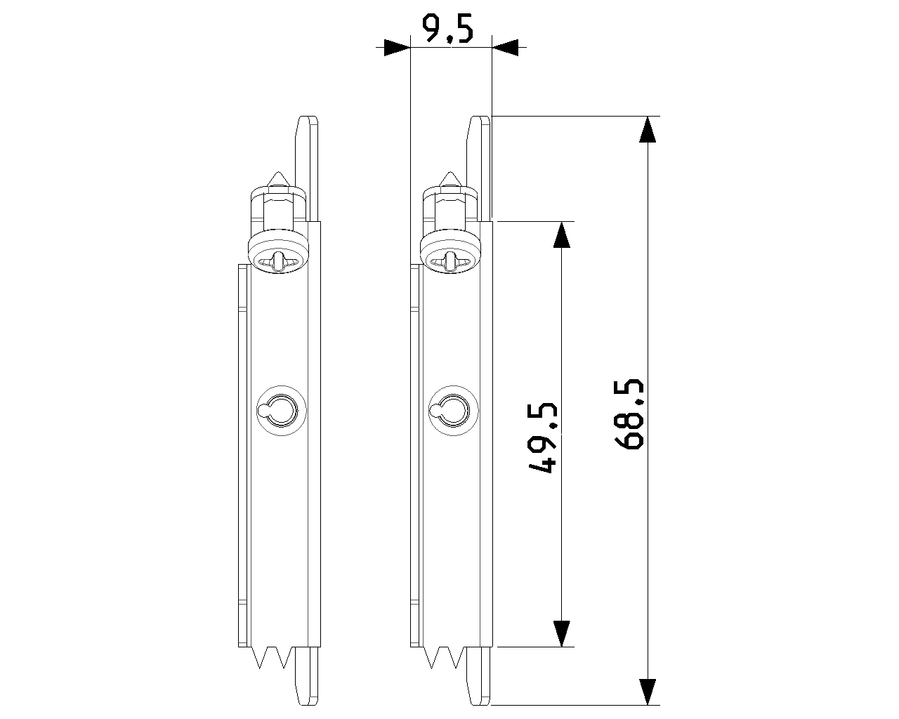griffe per scatole portafrutto da incasso vimar vista tecnica laterale con dettagli fissaggio
