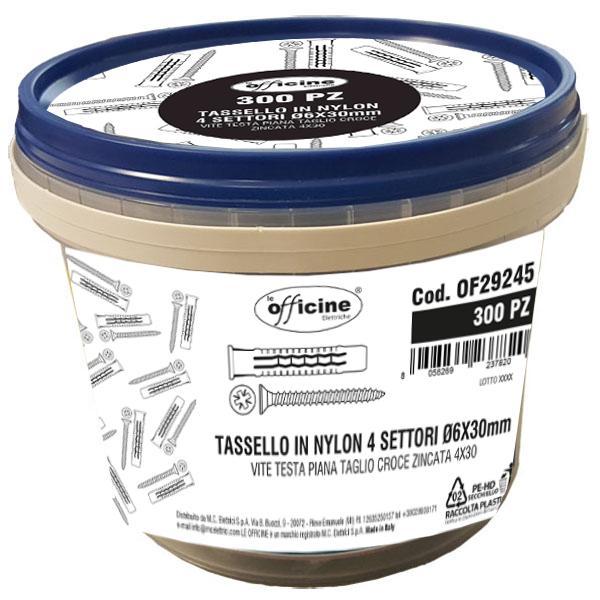 scheda tecnica tassello in nylon con vite testa piana a croce zincata