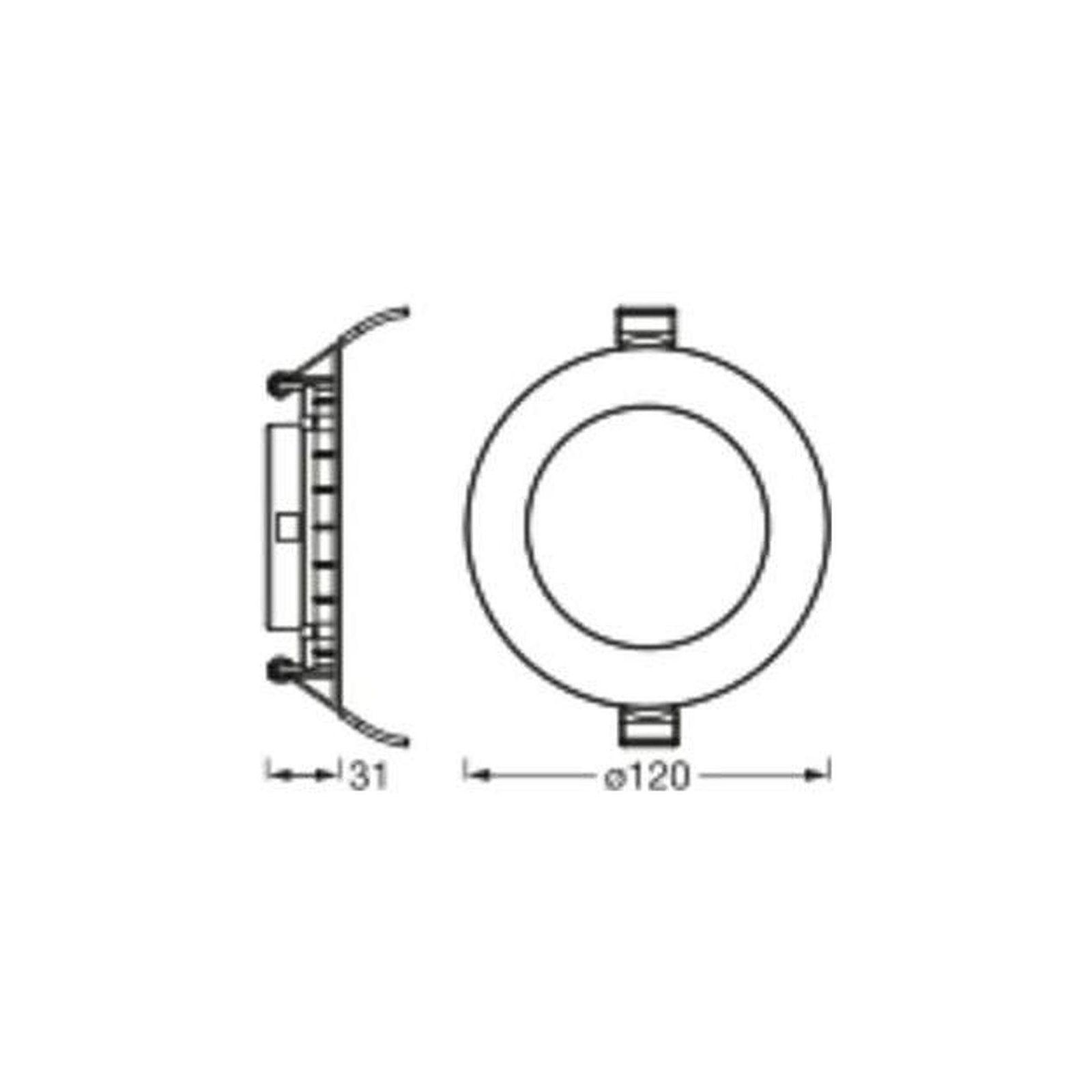 scheda tecnica downlight led slim LEDVANCE con misure diametro 120mm e altezza 31mm