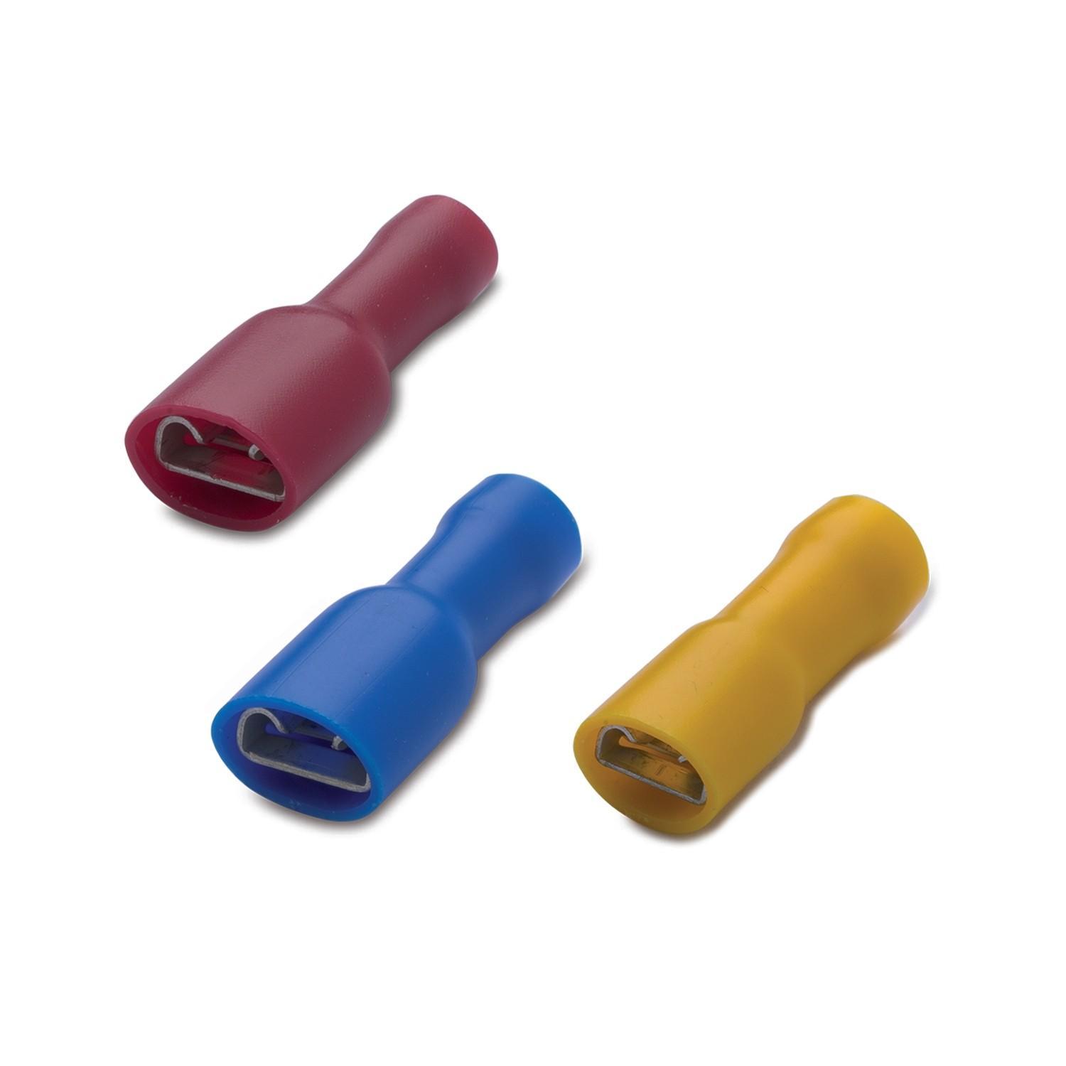 terminali faston femmina preisolati in pvc rosso blu giallo
