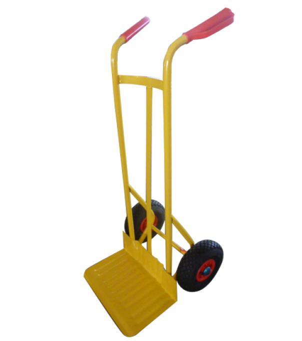 carrello in acciaio con ruote pneumatiche e pala di carico