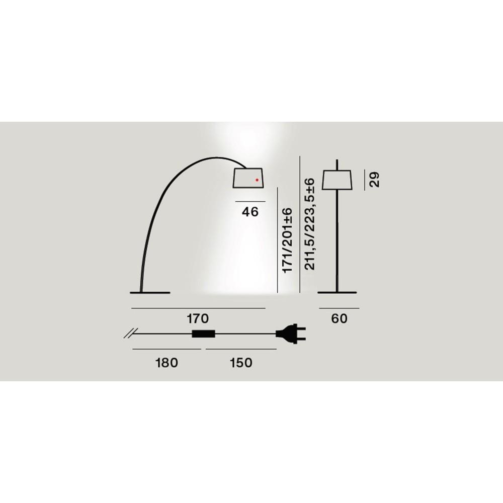 Lampada da terra Foscarini Twiggy nera visione completa prodotto su sfondo bianco