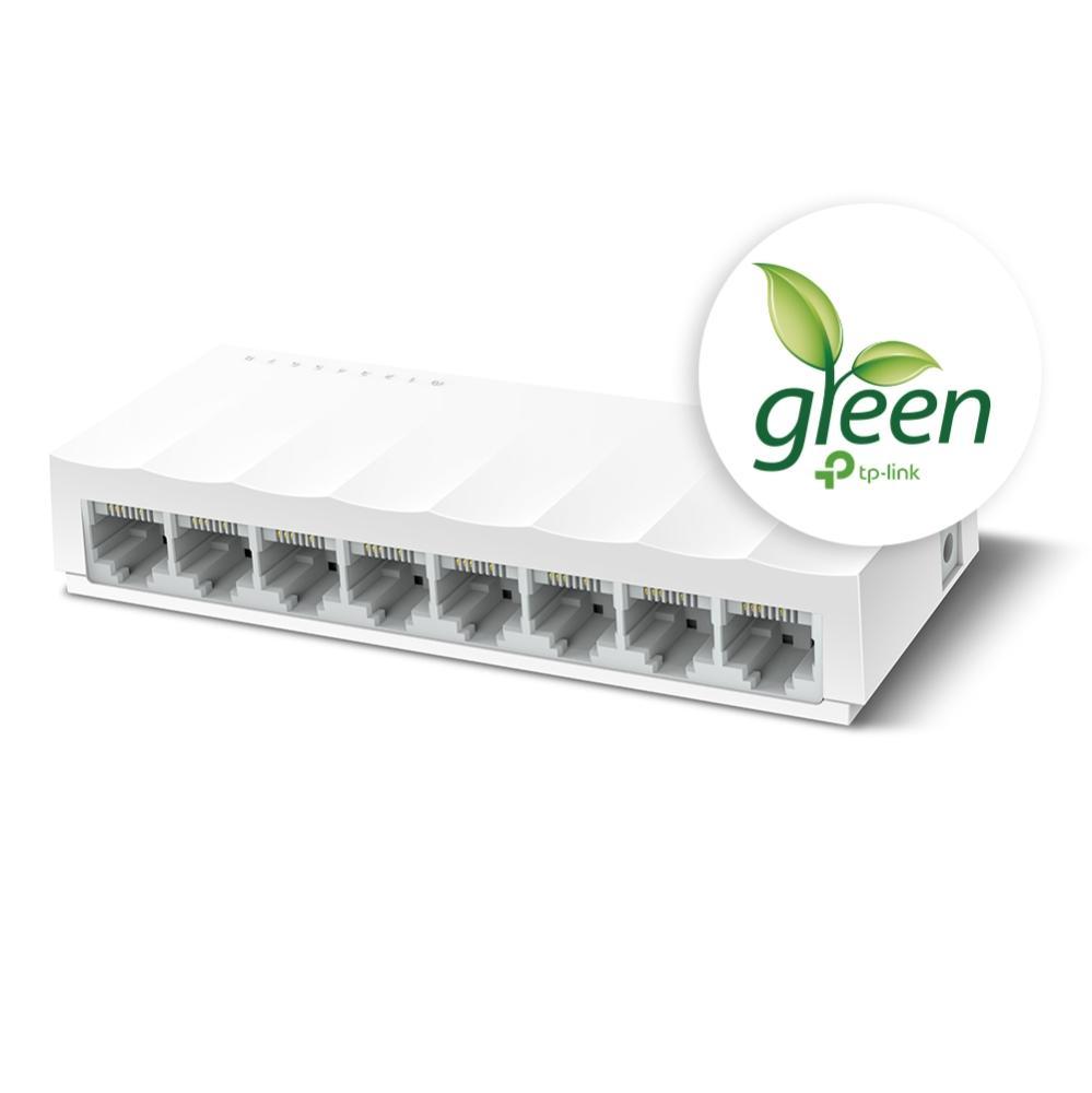 Switch Fast Ethernet 8 porte desktop LIFE365 ITALY bianco con design compatto