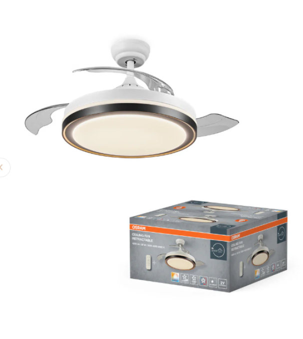 ventilatore da soffitto retrattile con luce led integrata bianco ledvance installato in ambiente domestico