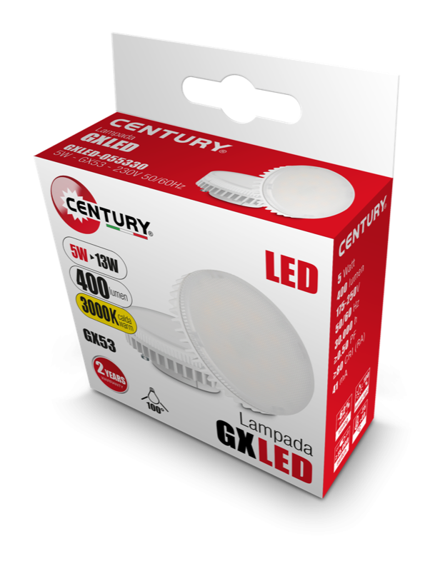 Lampada LED GX53 Century 10W 3000K 1000 lumen confezione originale