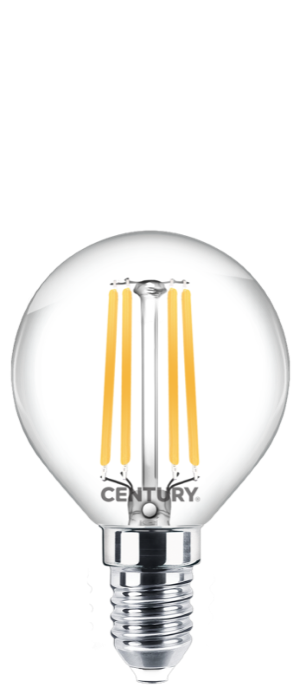 lampadina led sferica filamento attacco e14 6.5w century luce calda