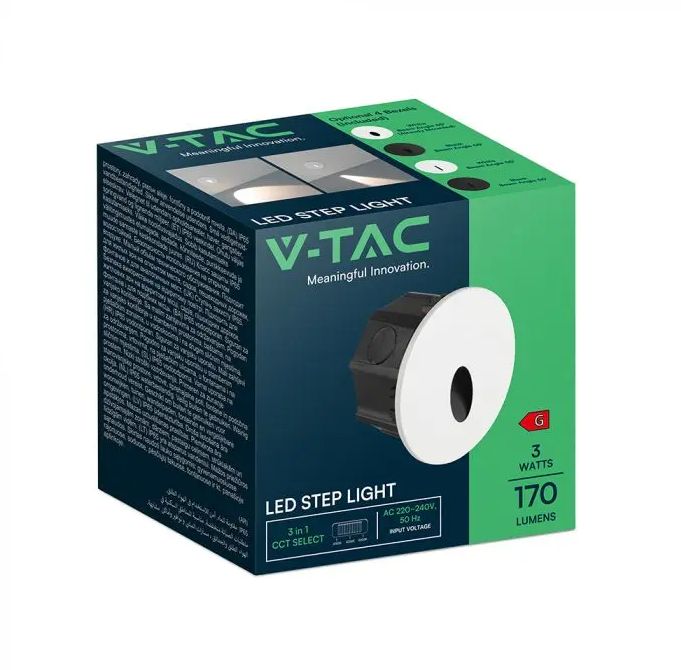 Segnapasso LED tondo bianco V-TAC 3W per illuminazione percorsi interno esterno