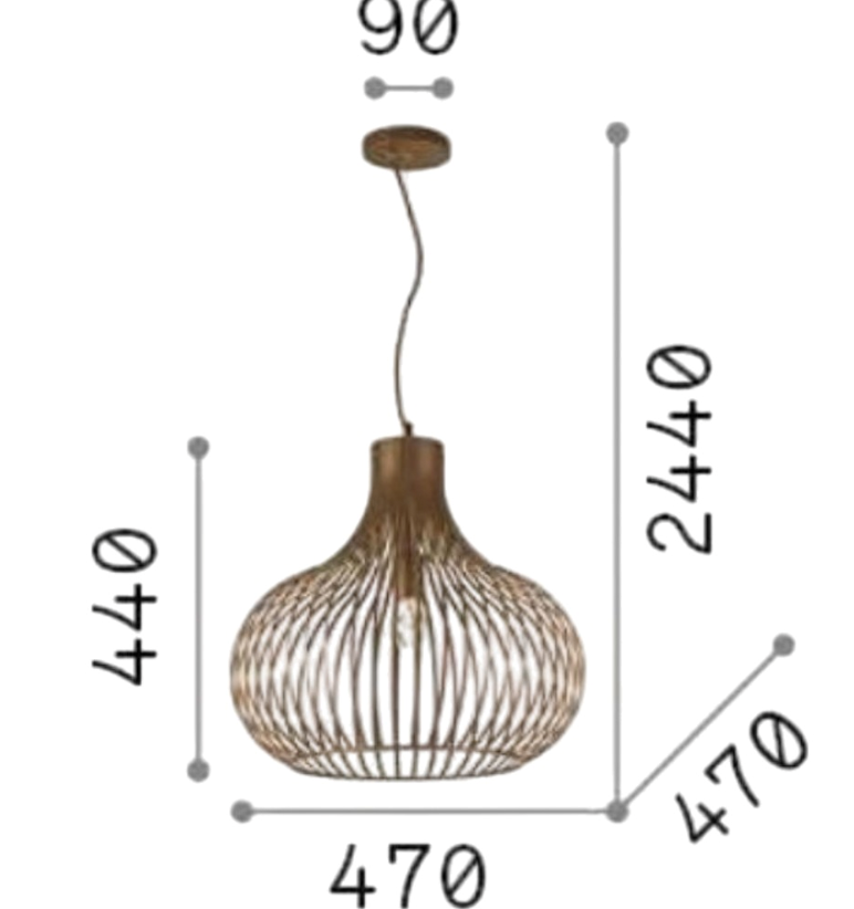 dimensioni lampada a sospensione Ideal Lux ONION SP1 D47 schema tecnico