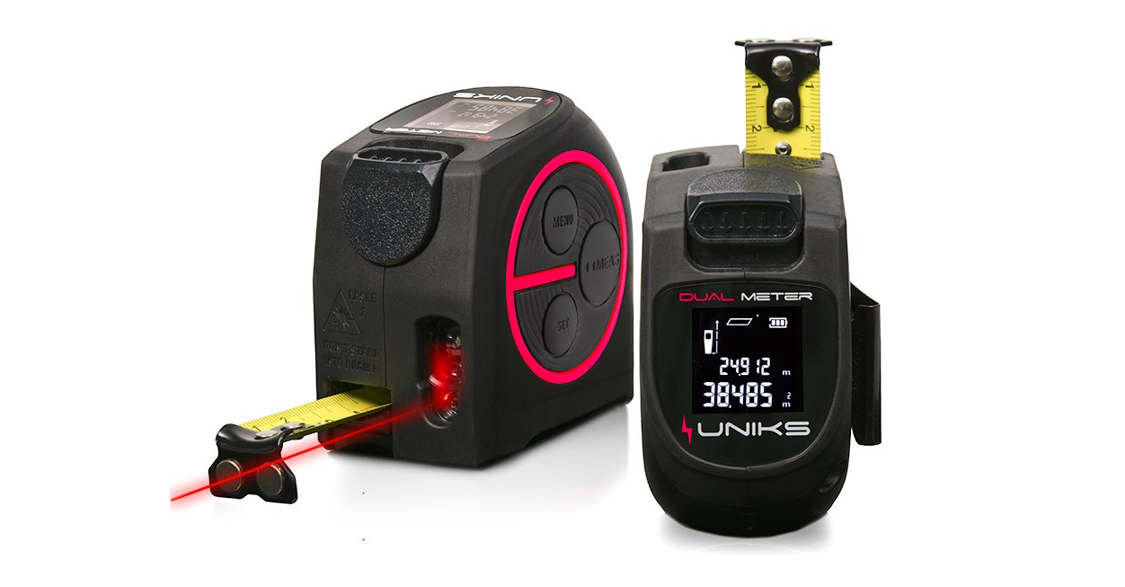 flessometro laser digitale uniks 40m doppia funzione con display lcd frontale e metro a nastro