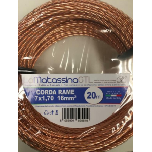 Corda rame nudo 16 mmq 10 metri  mcordcu1610 installazioni equipotenziali