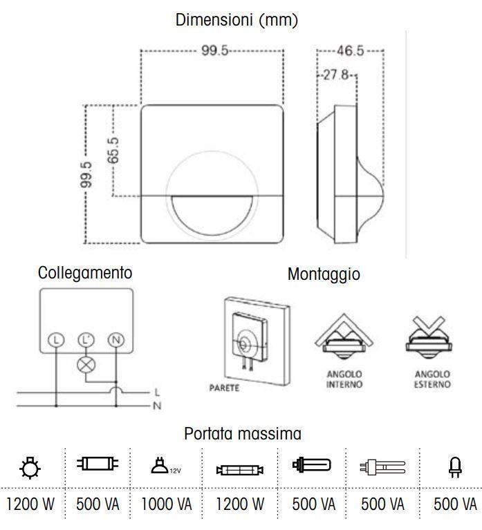 Rilevatore di movimento Orbis Neomat da parete 230V bianco - OB131512 02