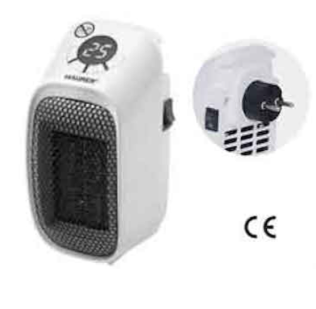 termoventilatore ceramico compatto maurer per riscaldamento portatile 400w con display digitale e spina integrata