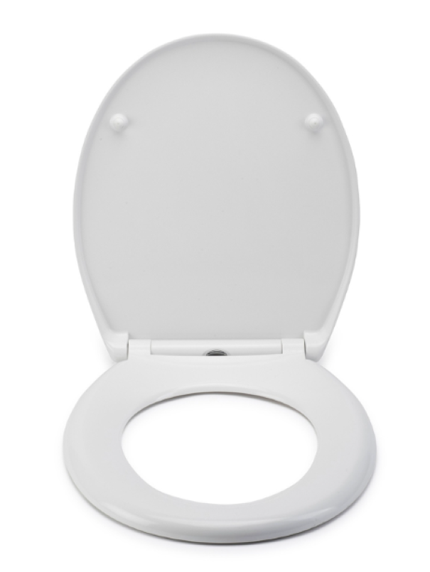 sedile wc con coperchio e anello aperti vista frontale