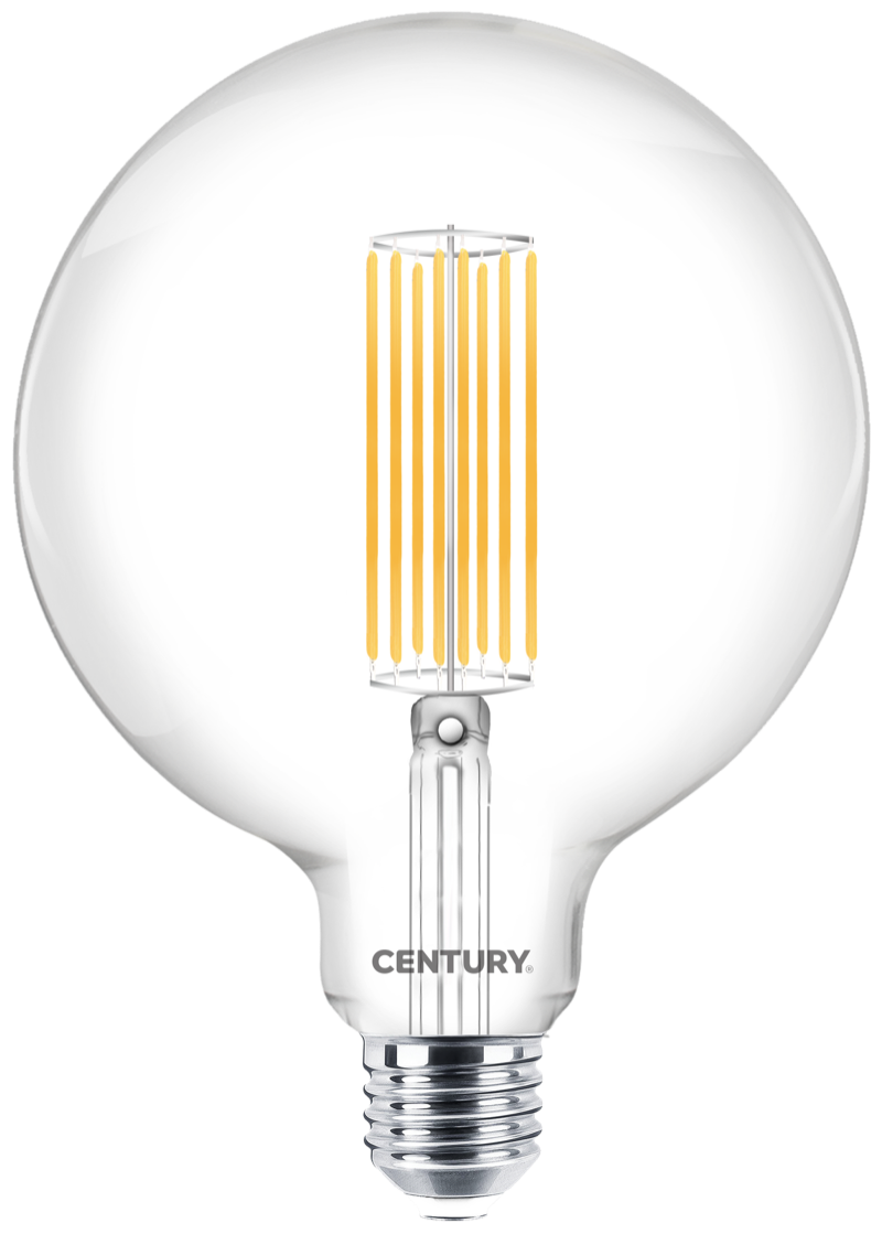 Lampadina LED globo filamento E27 22W Century trasparente G125 luce calda