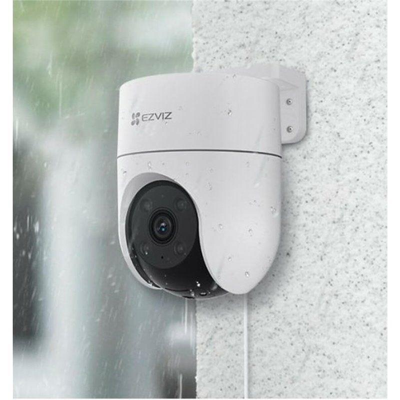 telecamera ip esterna motorizzata 2k 3mp installata su muro con pioggia per videosorveglianza esterna