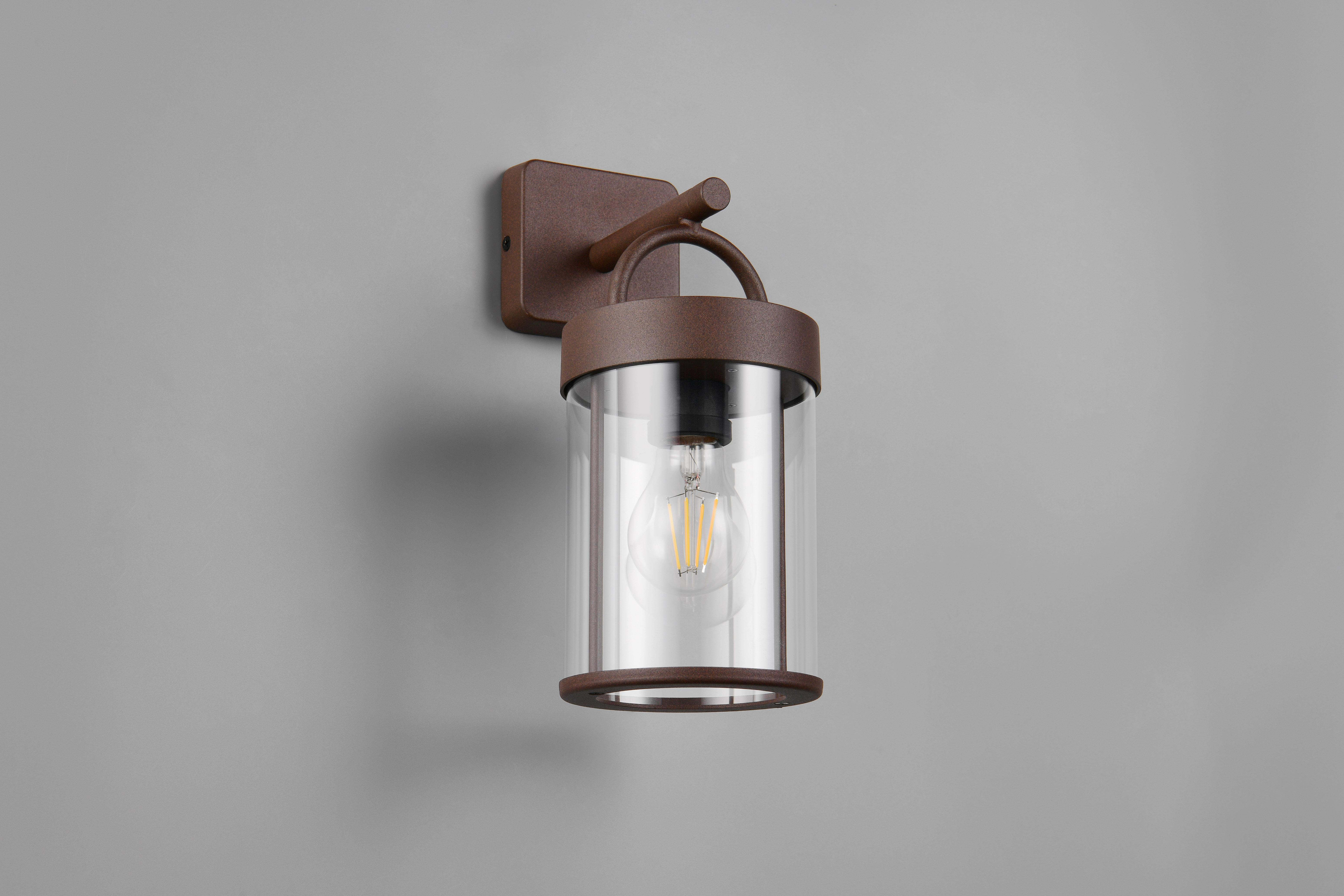 applique da esterno almeria color ruggine con diffusore trasparente