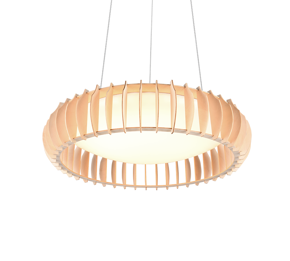 dettaglio paralume lampada sospensione led bianco effetto legno