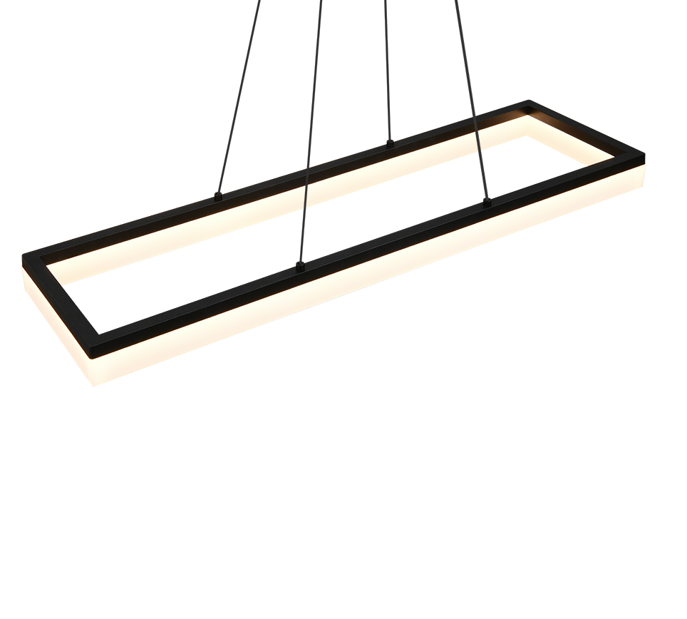dettaglio lampada sospensione LED rettangolare nero moderno trio lighting