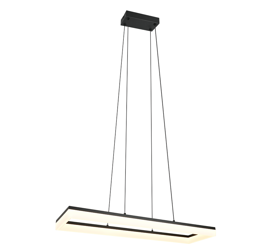 particolare installazione lampada LED a sospensione trio lighting nera