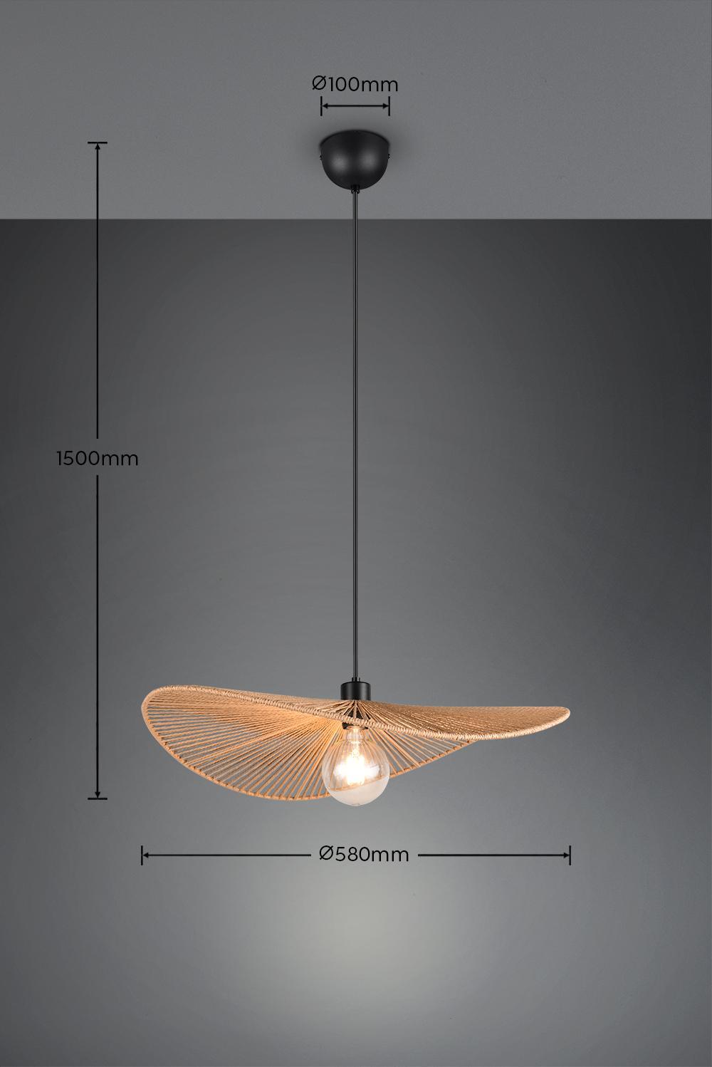 sospensione a soffitto trio lighting con montaggio regolabile altezza e paralume carta marrone diametro 58cm