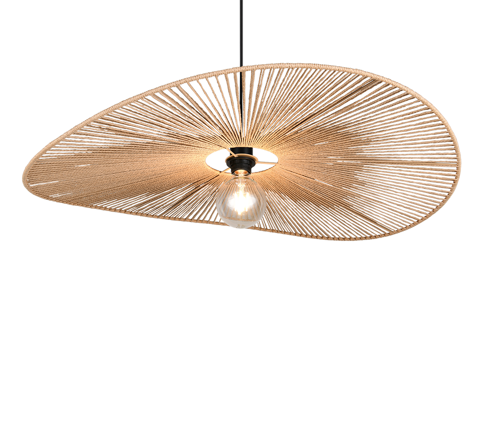 lampada a sospensione design moderno filato carta marrone diametro 78 cm