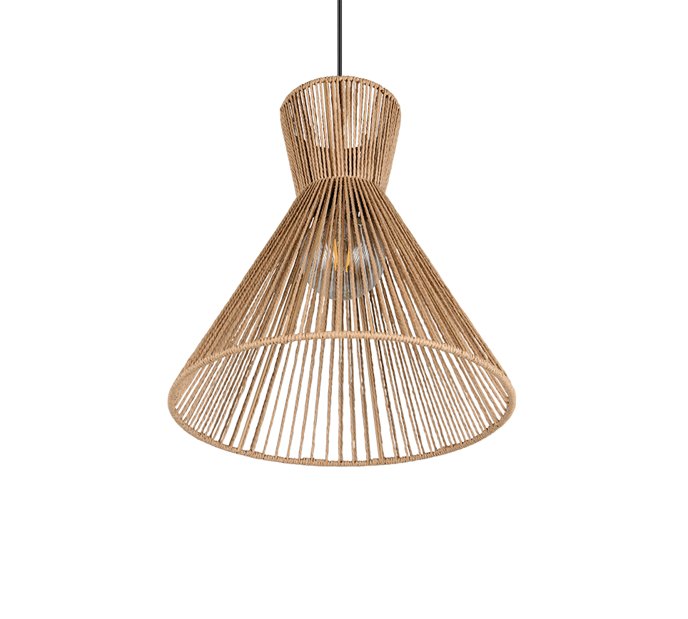 dettaglio paralume marrone lampada a sospensione carta intrecciata design contemporaneo Trio Lighting