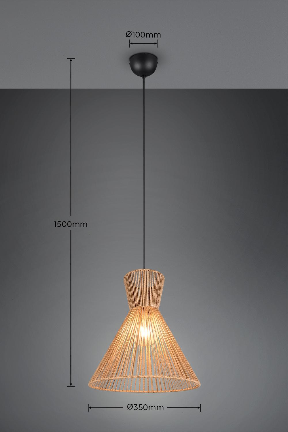 vista dal basso lampada sospensione carta marrone struttura metallica moderna Trio Lighting