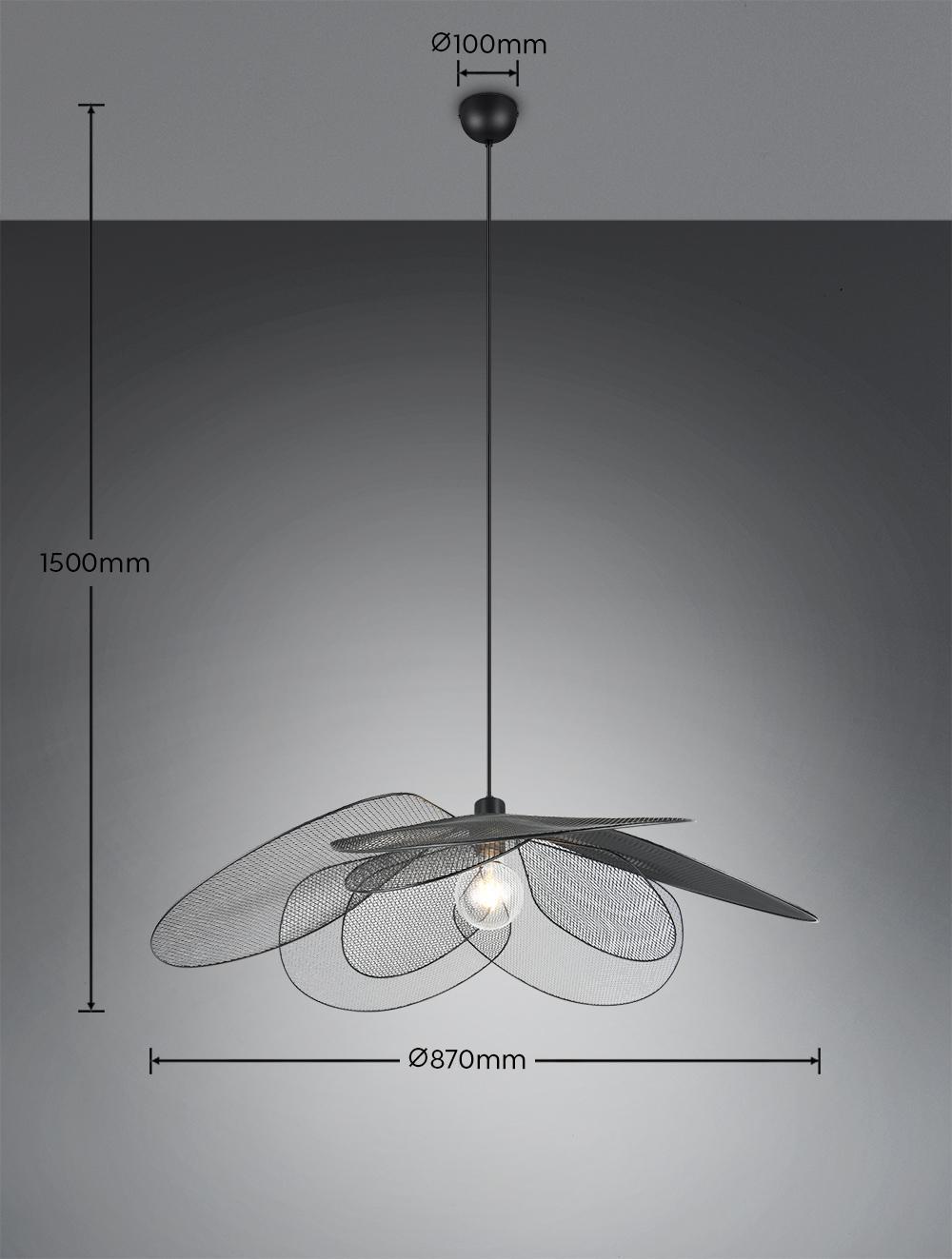 dettaglio dimensioni lampada sospensione petali metallo nero regolabile trio lighting R36291032