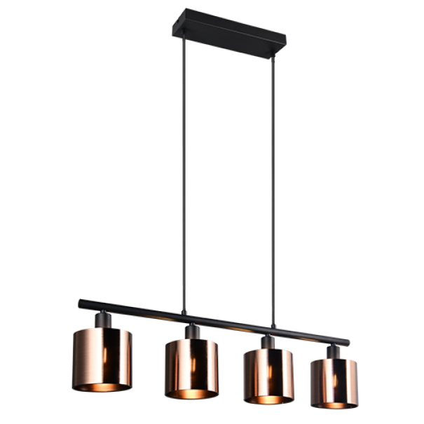 Lampada a sospensione moderna metallo nero e bronzo 4 luci Trio Lighting regolabile per ambienti interni