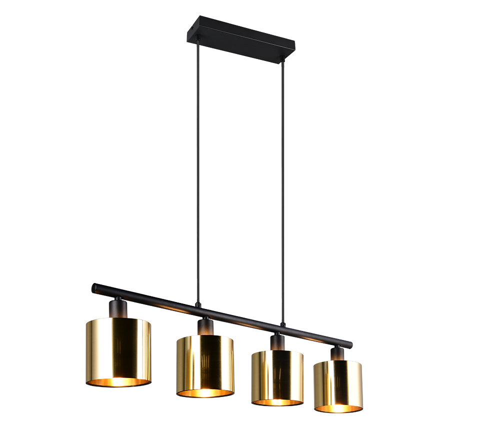 lampadario sospensione elegante a 4 luci metallo oro per zona pranzo