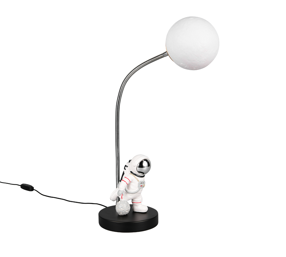 lampada da tavolo LED astronauta nero flessibile Trio Lighting design moderno regolabile con dimmer e connessione usb c