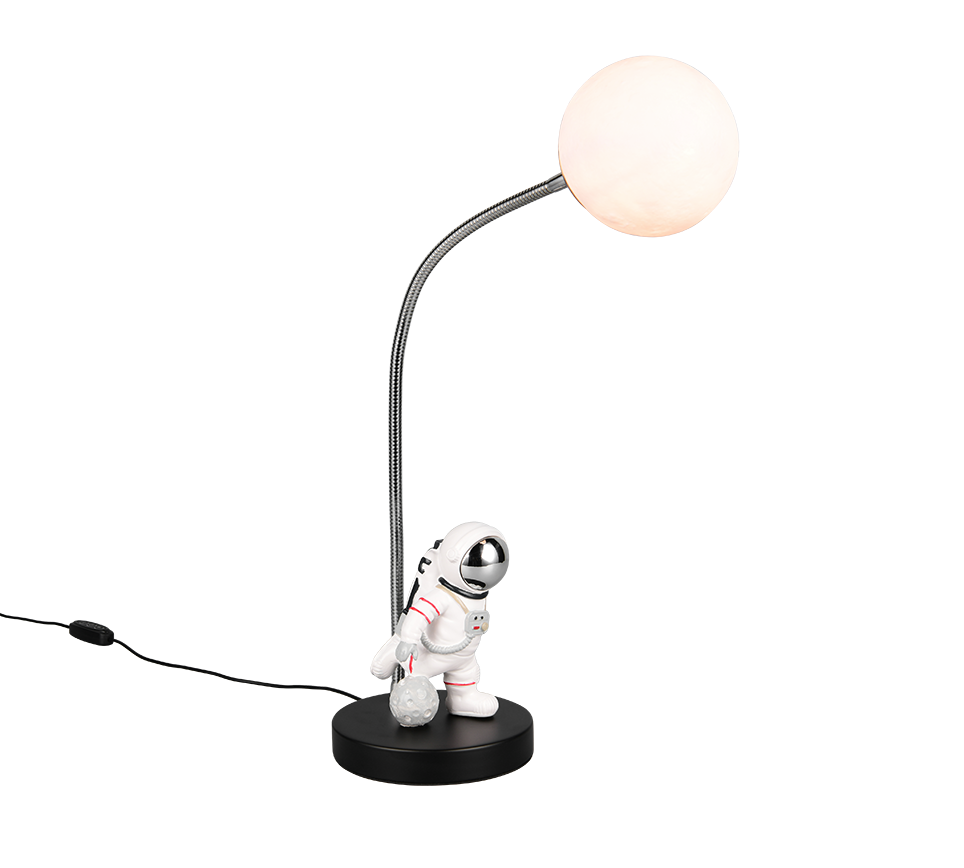 lampada astronauta da tavolo led accesa luce calda 2700K trio lighting