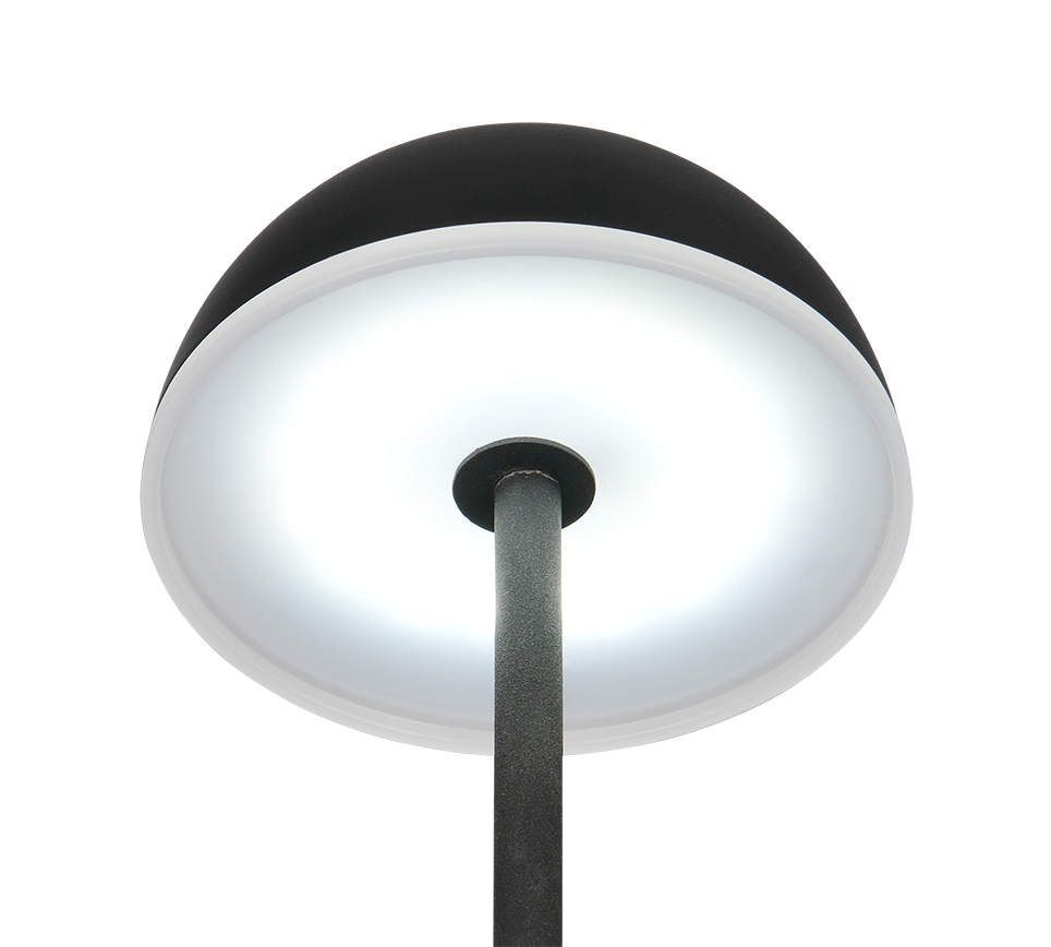 dettaglio cappello lampada led da tavolo luce bianca trio lighting