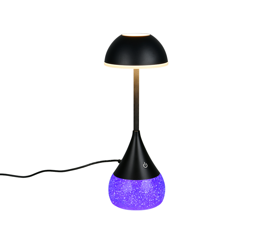 lampada da tavolo led rgb colore viola base glitter regolabile trio lighting