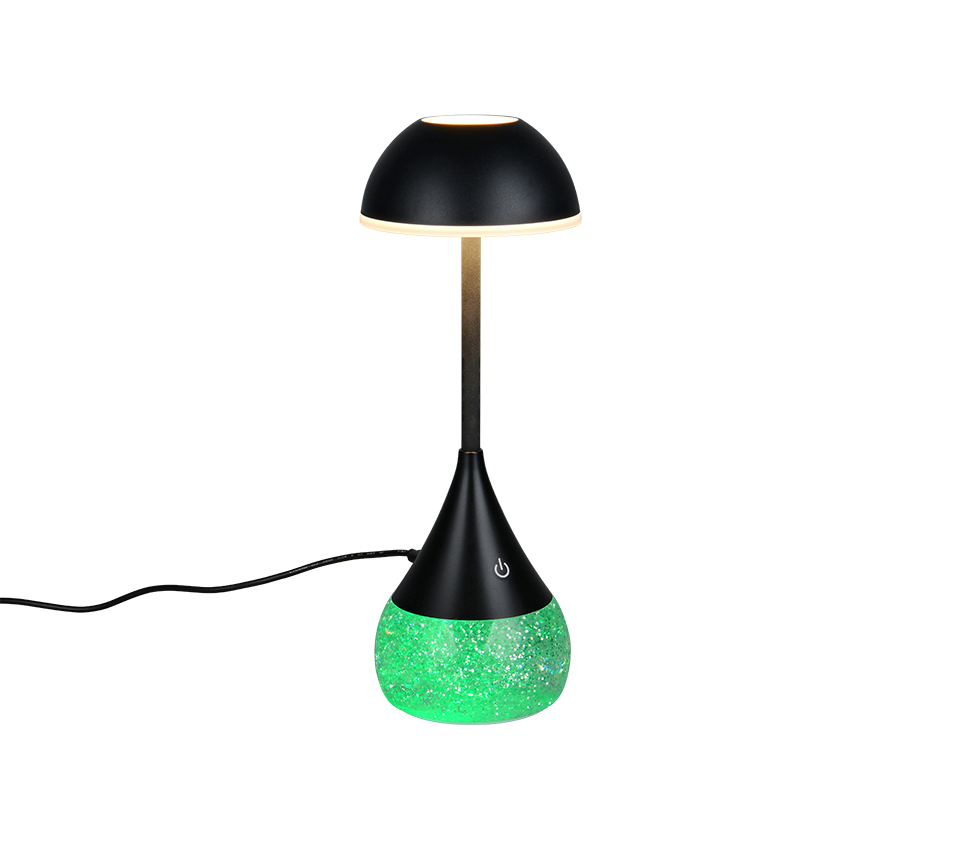 lampada da tavolo led rgb colore verde base glitter regolabile nero trio lighting