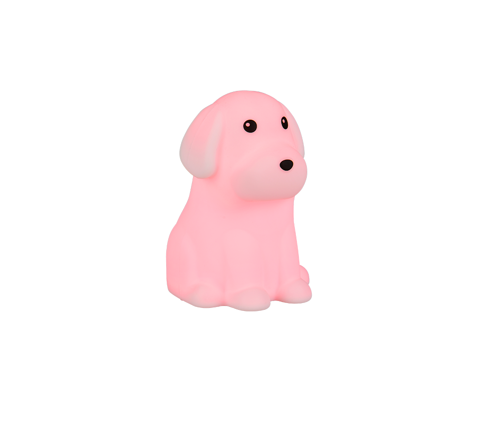 lampada led RGBW a forma di cane acceso rosa per cameretta bambini