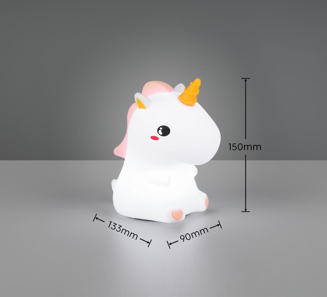 Lampada LED unicorno bianco dimensioni compatte per comodino
