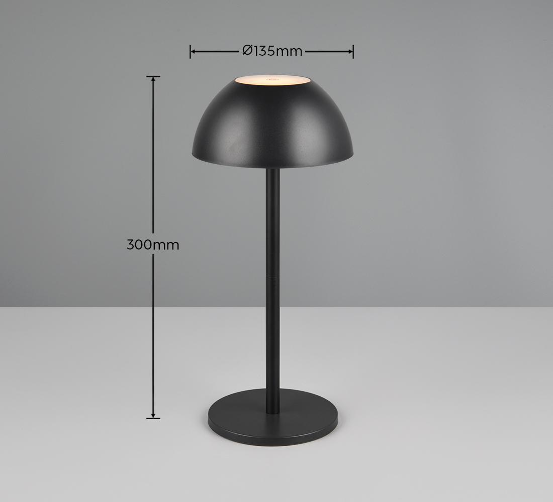 lampada da tavolo led ricaricabile design nero opaco dimensioni compatte base tonda