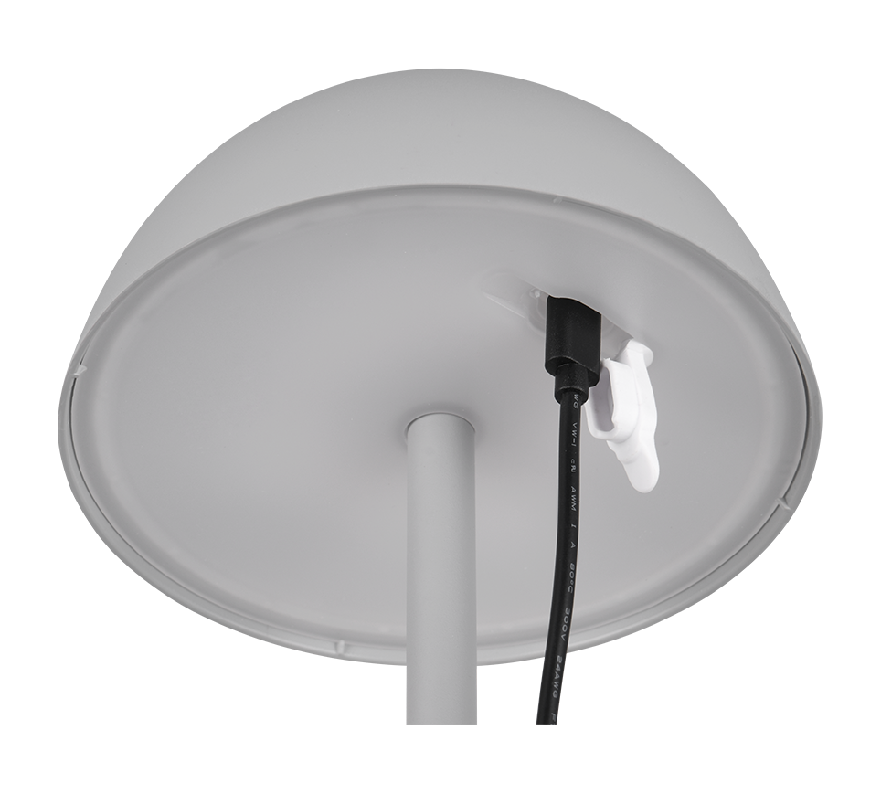 Lampada LED touch grigia per esterno e interno su tavolo ambiente moderno