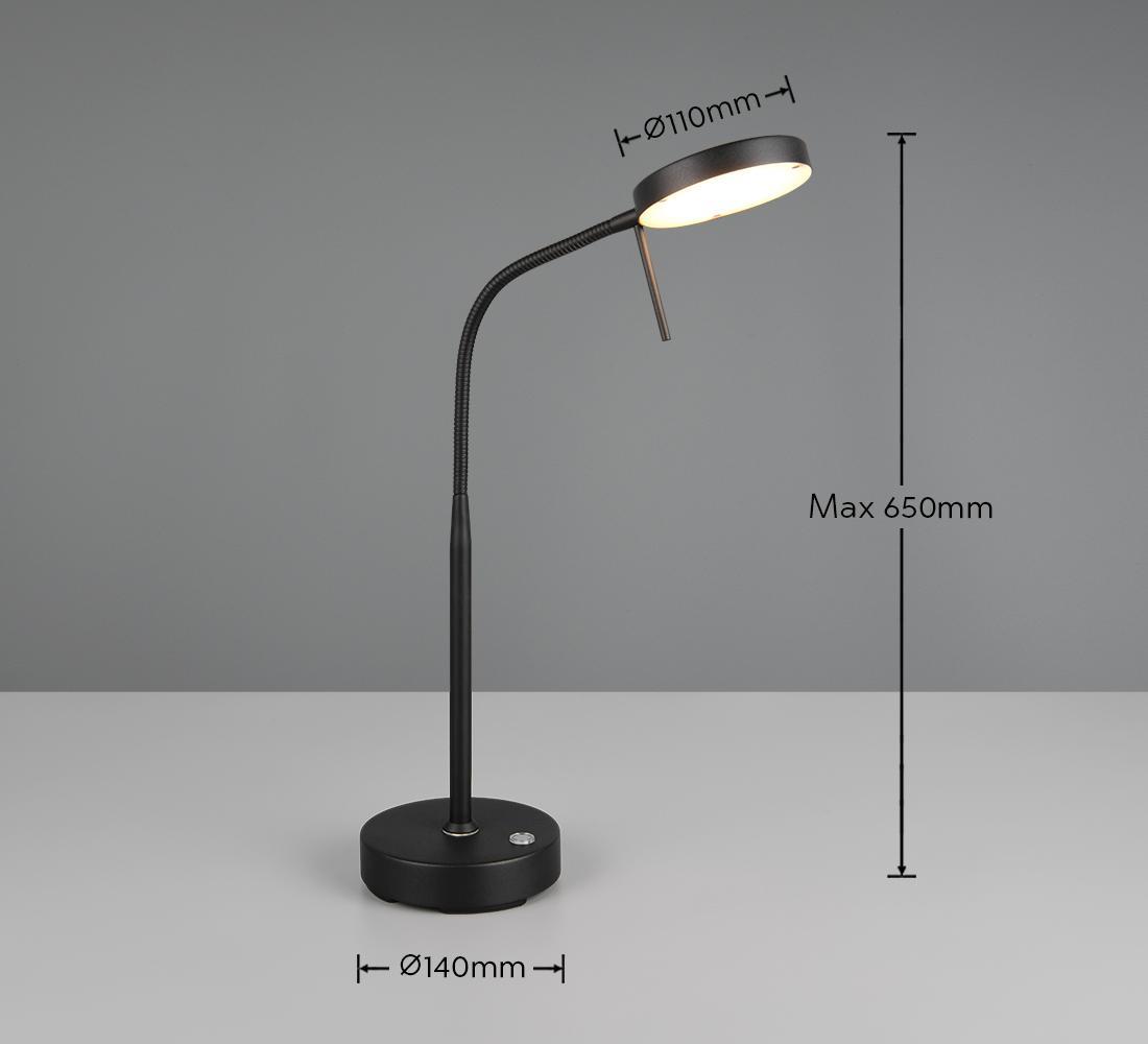lampada led da tavolo dimensioni orientabile con base nera touchdimmer